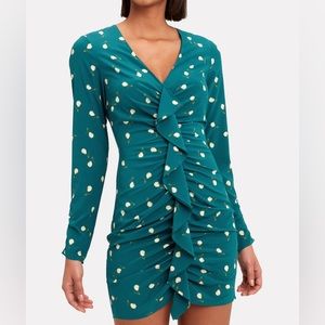 NEW Intermix XS Adrienne Floral Ruched Silk Mini Dress